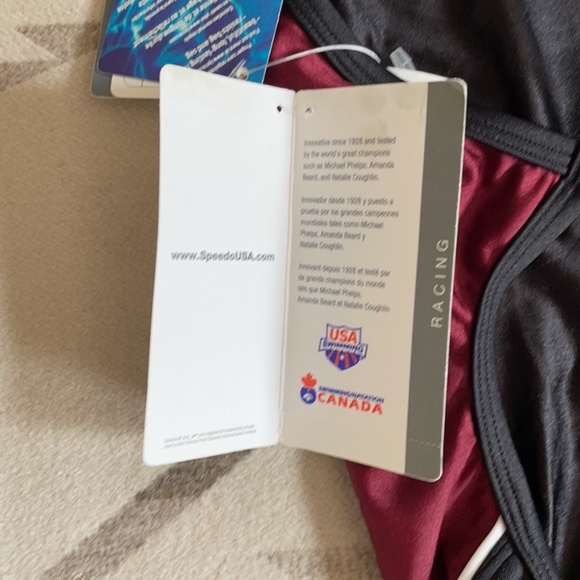 NWT Speedo Lycra Maroon/Black Racing Bathing Suit Women’s Size 30 - Picture 10 of 12